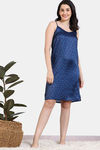 Zivame Silken Promises Woven Knee Length Nightdress - Blue Opal — thumbnail 2